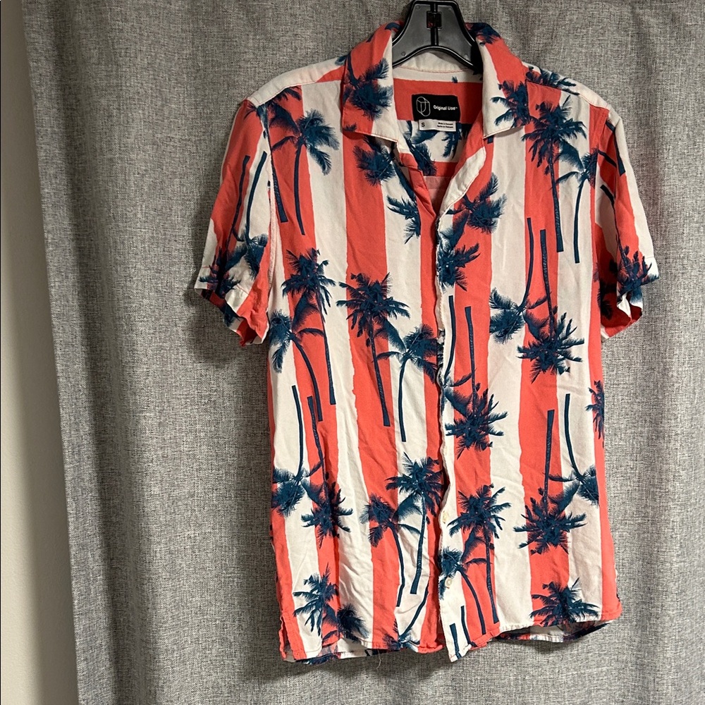 Modified Original Use Men's Coral Palm Tree Shirt